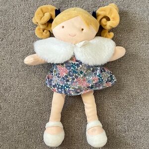 JOLIJOU PARIS Demoiselle plush 12'' doll in blue floral.